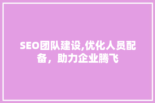 SEO团队建设,优化人员配备，助力企业腾飞