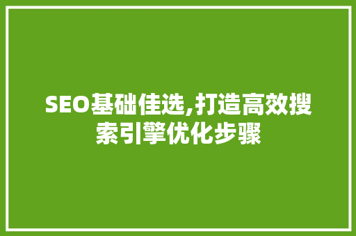 SEO基础佳选,打造高效搜索引擎优化步骤