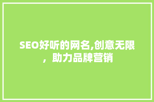 SEO好听的网名,创意无限，助力品牌营销