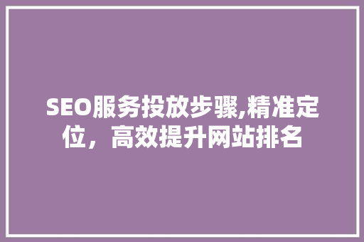SEO服务投放步骤,精准定位，高效提升网站排名
