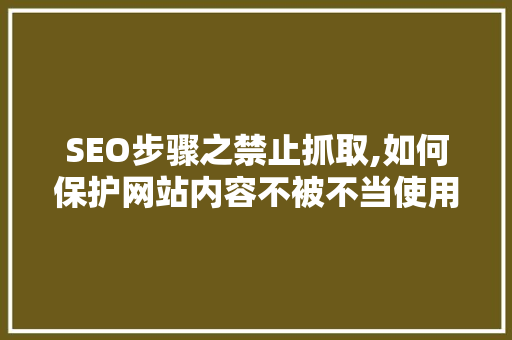 SEO步骤之禁止抓取,如何保护网站内容不被不当使用