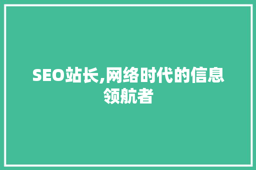 SEO站长,网络时代的信息领航者