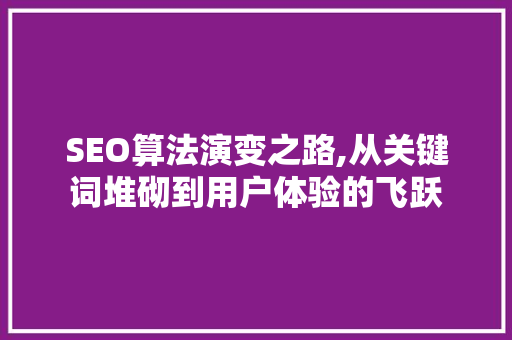 SEO算法演变之路,从关键词堆砌到用户体验的飞跃