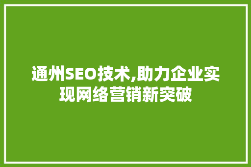 通州SEO技术,助力企业实现网络营销新突破