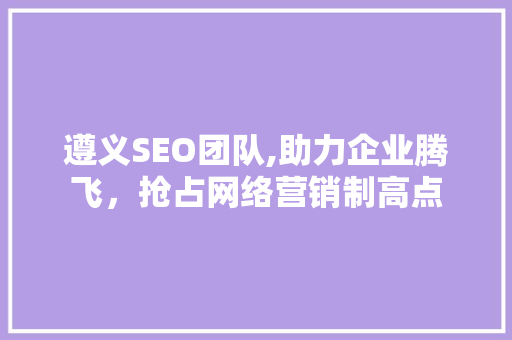 遵义SEO团队,助力企业腾飞，抢占网络营销制高点