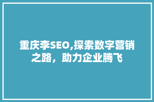 重庆李SEO,探索数字营销之路，助力企业腾飞