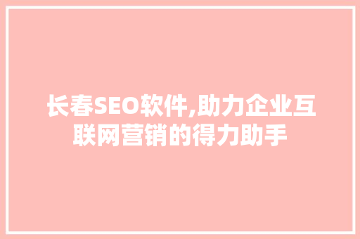长春SEO软件,助力企业互联网营销的得力助手