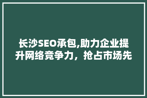 长沙SEO承包,助力企业提升网络竞争力，抢占市场先机