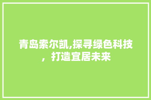 青岛索尔凯,探寻绿色科技，打造宜居未来