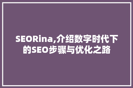 SEORina,介绍数字时代下的SEO步骤与优化之路