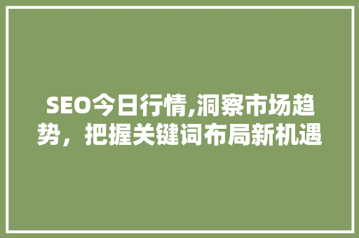 SEO今日行情,洞察市场趋势，把握关键词布局新机遇