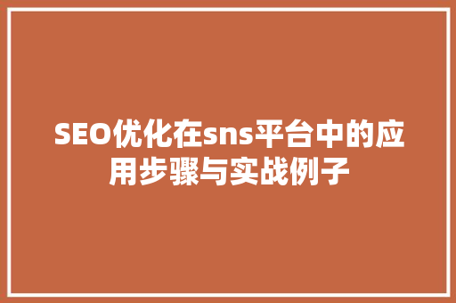 SEO优化在sns平台中的应用步骤与实战例子