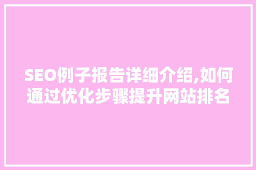 SEO例子报告详细介绍,如何通过优化步骤提升网站排名