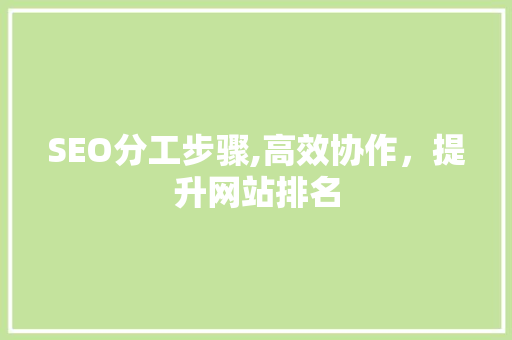 SEO分工步骤,高效协作，提升网站排名