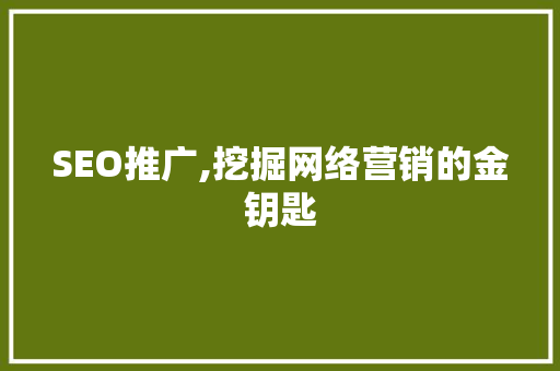 SEO推广,挖掘网络营销的金钥匙