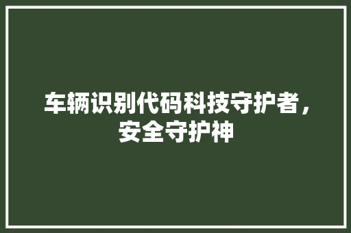 车辆识别代码科技守护者，安全守护神