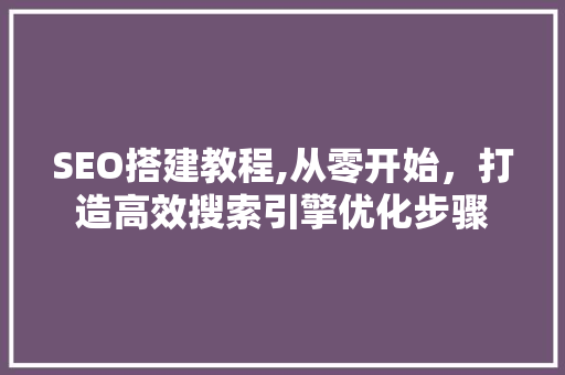 SEO搭建教程,从零开始，打造高效搜索引擎优化步骤
