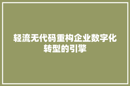 轻流无代码重构企业数字化转型的引擎