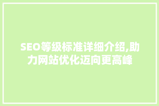 SEO等级标准详细介绍,助力网站优化迈向更高峰