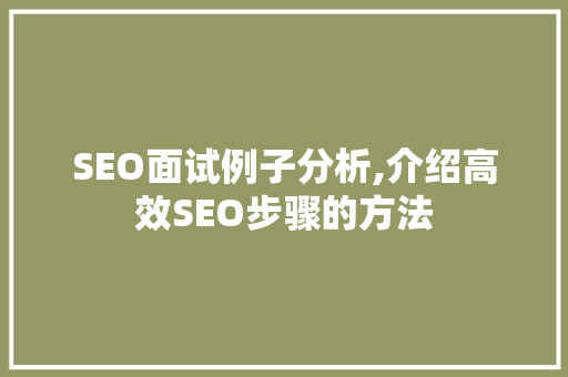 SEO面试例子分析,介绍高效SEO步骤的方法