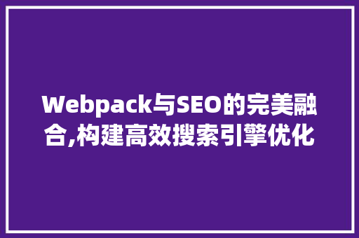 Webpack与SEO的完美融合,构建高效搜索引擎优化网站
