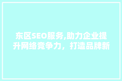 东区SEO服务,助力企业提升网络竞争力，打造品牌新高度