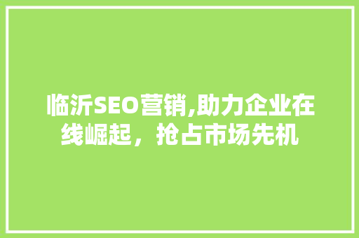 临沂SEO营销,助力企业在线崛起，抢占市场先机