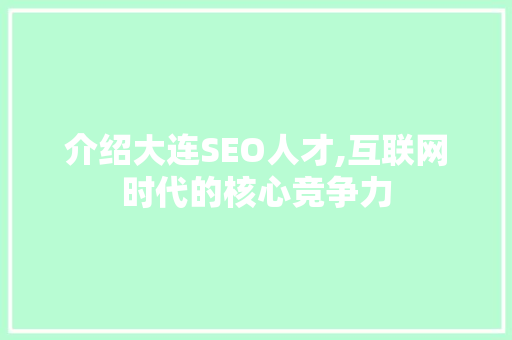 介绍大连SEO人才,互联网时代的核心竞争力