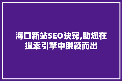 海口新站SEO诀窍,助您在搜索引擎中脱颖而出