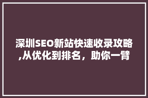 深圳SEO新站快速收录攻略,从优化到排名，助你一臂之力