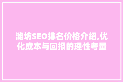 潍坊SEO排名价格介绍,优化成本与回报的理性考量