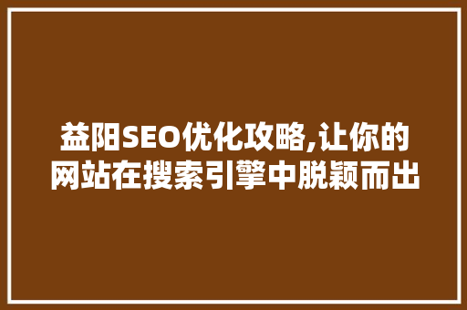 益阳SEO优化攻略,让你的网站在搜索引擎中脱颖而出