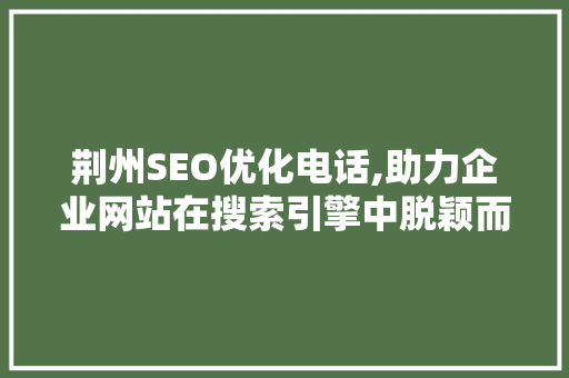 荆州SEO优化电话,助力企业网站在搜索引擎中脱颖而出