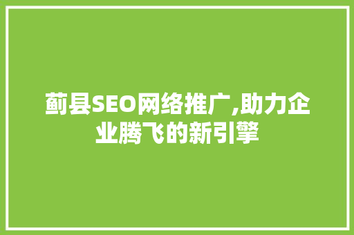 蓟县SEO网络推广,助力企业腾飞的新引擎