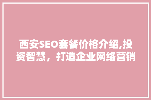 西安SEO套餐价格介绍,投资智慧，打造企业网络营销新格局