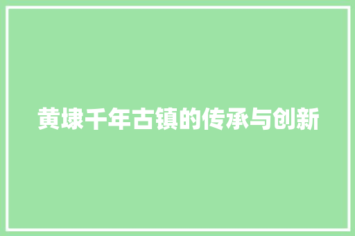 黄埭千年古镇的传承与创新