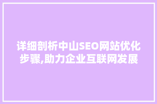 详细剖析中山SEO网站优化步骤,助力企业互联网发展
