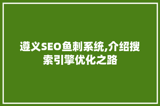 遵义SEO鱼刺系统,介绍搜索引擎优化之路