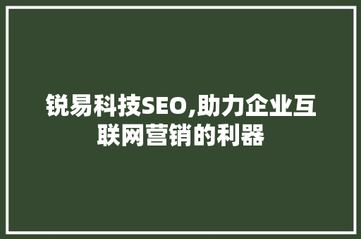 锐易科技SEO,助力企业互联网营销的利器