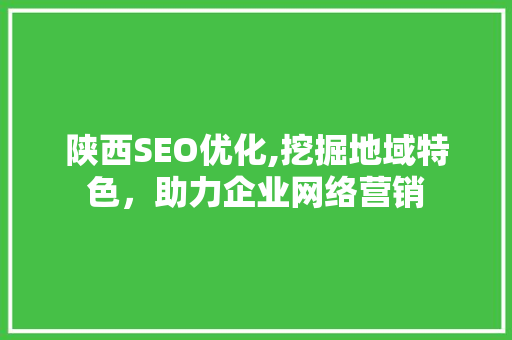 陕西SEO优化,挖掘地域特色，助力企业网络营销