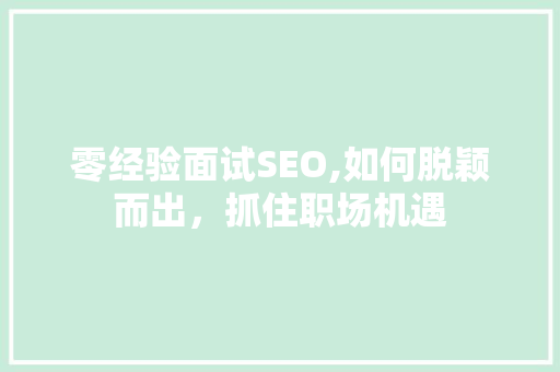零经验面试SEO,如何脱颖而出，抓住职场机遇