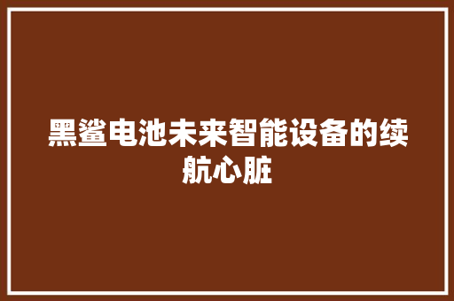 黑鲨电池未来智能设备的续航心脏