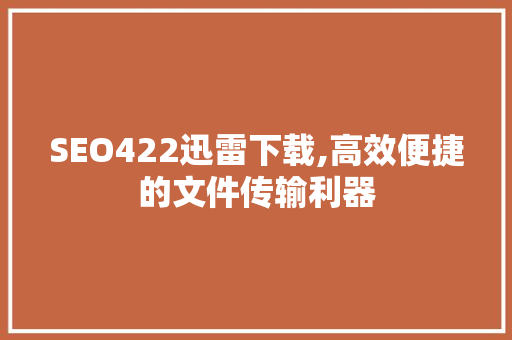 SEO422迅雷下载,高效便捷的文件传输利器
