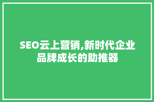 SEO云上营销,新时代企业品牌成长的助推器