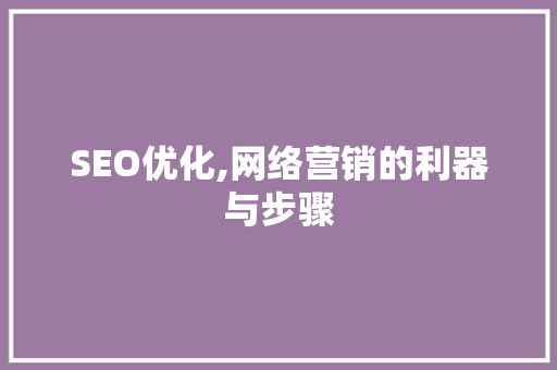 SEO优化,网络营销的利器与步骤