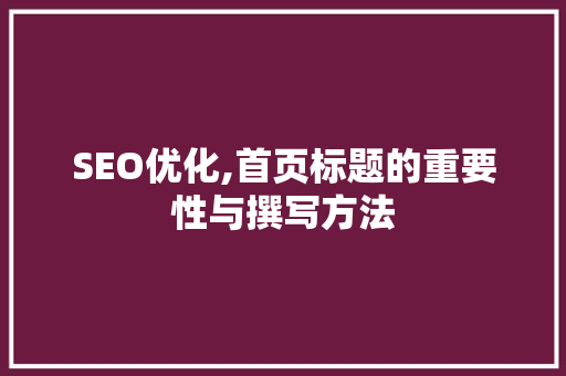 SEO优化,首页标题的重要性与撰写方法