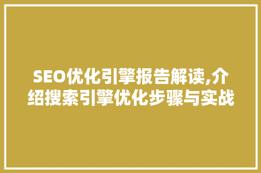 SEO优化引擎报告解读,介绍搜索引擎优化步骤与实战方法