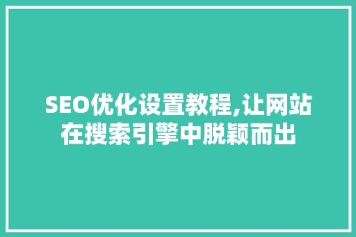 SEO优化设置教程,让网站在搜索引擎中脱颖而出