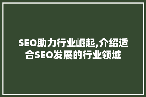 SEO助力行业崛起,介绍适合SEO发展的行业领域  第1张