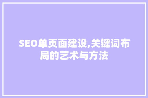 SEO单页面建设,关键词布局的艺术与方法